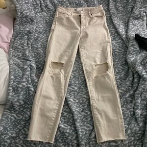 rsq high rise straight leg cream jeans